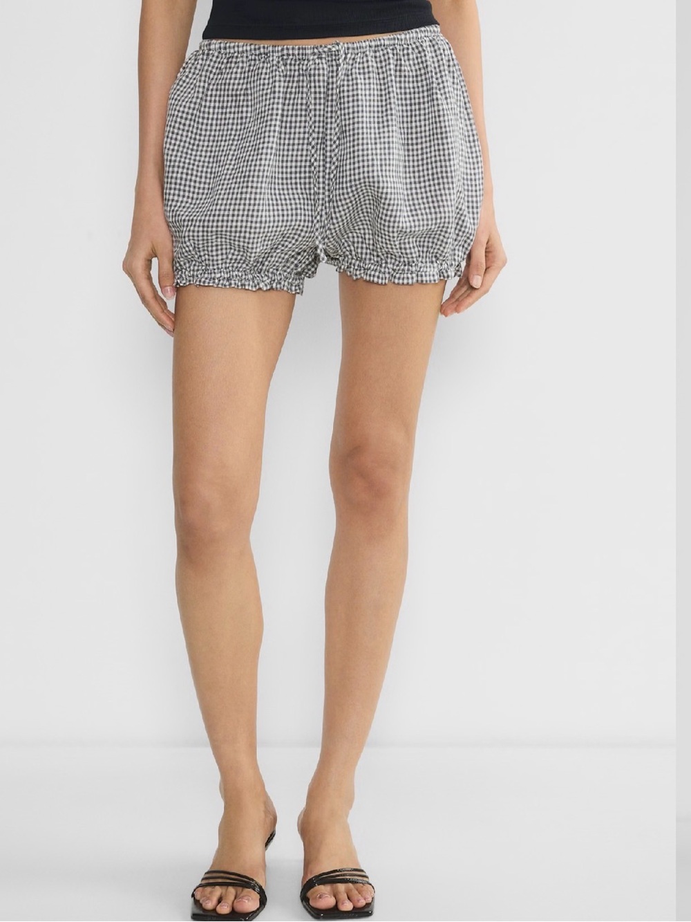Aritzia Wilfred Gingham Elastic-Waist Women’s Shorts - Black/White Size S